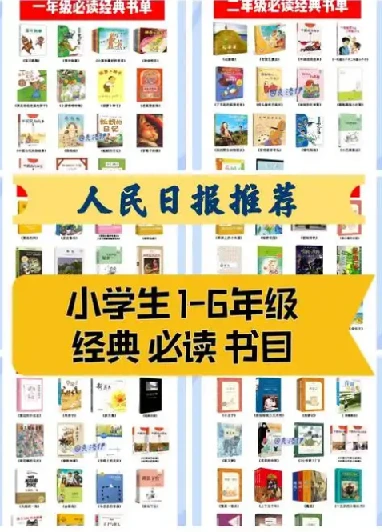 人民日报整理1-9年级必读经典书目149本，附高清PDF