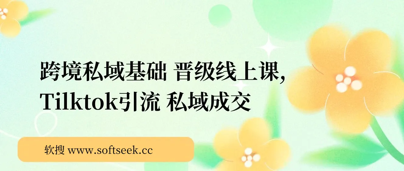 【精】跨境私域基础+晋级线上课，Tilktok引流+私域成交